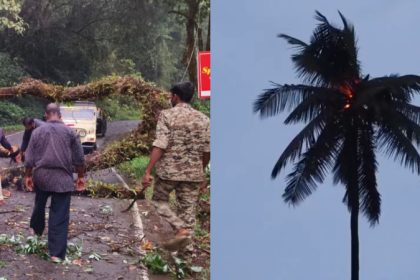 rain with thunder and lightning in many parts of kodagu