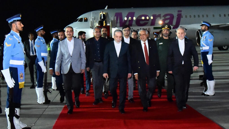 Foreign Minister Abbas Araqchi arrives at the Nur Khan air base in Rawalpindi