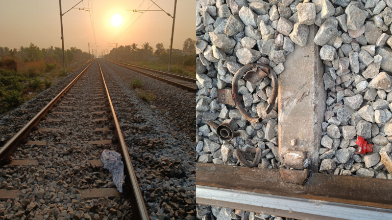 ರೈಲ್ವೆ ಹಳಿ ಮೇಲೆ ಗ್ಯಾಸ್ ಸಿಲಿಂಡರ್, ಸ್ಟವ್ ಪತ್ತೆ; ಕೆಲಕಾಲ ಆತಂಕ 1 Gas cylinder stove found on railway tracks ramanagara