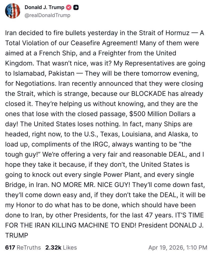 Iran war Trump threatens to ‘blow up whole country if deal fails pakistan islamabad talks