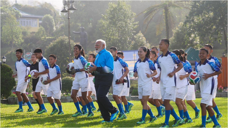 PM Narendra Modi joins youngsters for friendly football game in Gangtok during Sikkim visit 1 1