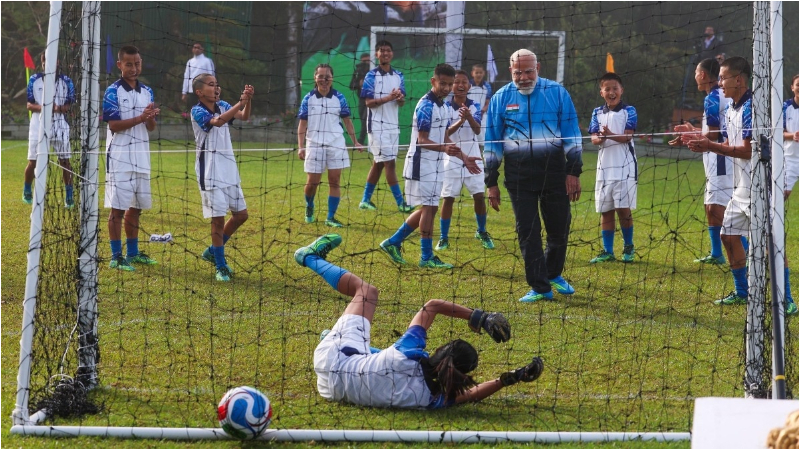PM Narendra Modi joins youngsters for friendly football game in Gangtok during Sikkim visit 1 2