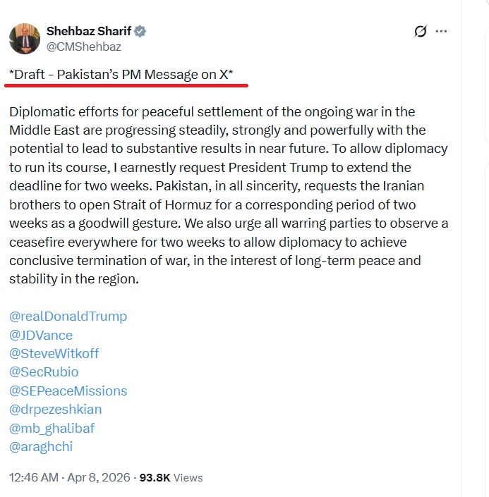 Pakistan PM Shehbaz Sharif gets trolled over post on US Iran ceasefire