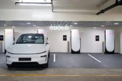 Tesla In Mall Charging Station