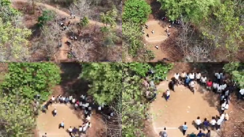 drone camera captures footage of people gambling in bhadravati forest 19 detained