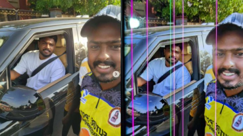 fan takes selfie with broken phone sanju samson later gifts the phone
