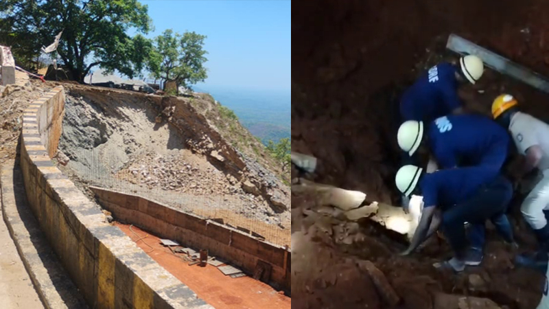 shivamogga hulikal ghat hill collapse three labours died
