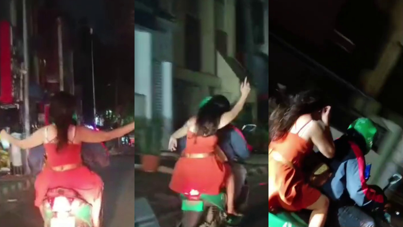 womans crazy behavior on bike