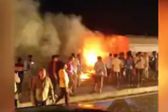 4 Dead 10 Injured As Bus Catches Fire After Tanker Collision In Gujarat