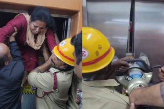9 people trapped in lift rescued in shivamogga 1