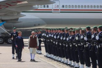 Modi arrives in Sweden welcomed by Prime Minister Ulf Kristersson at the Gothenburg airport