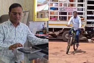 Owner of jewelry shop leaves car and Use cycles to save fuel