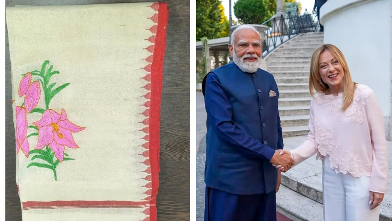 PM Modi gifts Manipurs Shirui Lily silk stole to Italy PM Meloni