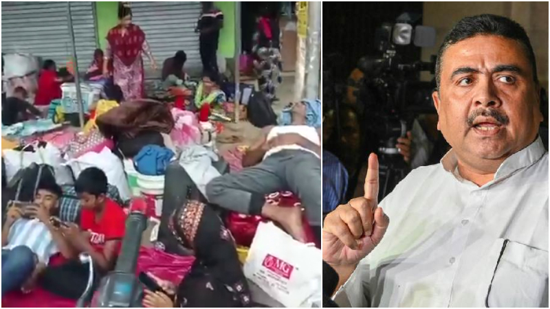People at the Hakimpur border area in North 24 Parganas reportedly to return to Bangladesh illegals immigrants Suvendu Adhikari West Bengal
