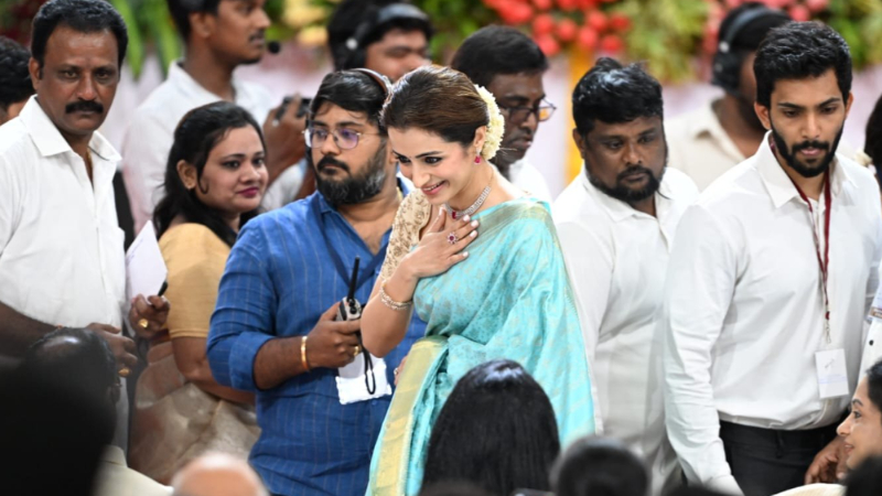 TVK Vijays Oath Ceremony In Tamil Nadu Trisha Krishnan Stuns In A Silk Saree 1