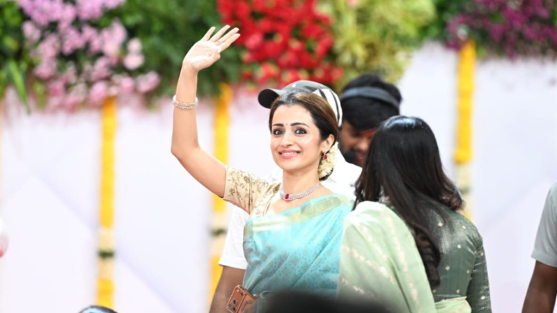 TVK Vijays Oath Ceremony In Tamil Nadu Trisha Krishnan Stuns In A Silk Saree 2
