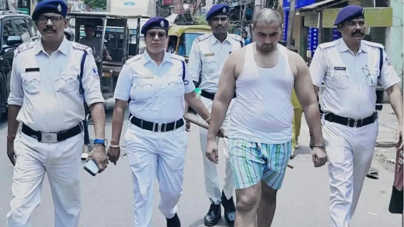West Bengal Howrah police parades criminal Akash Singh in vest underwear