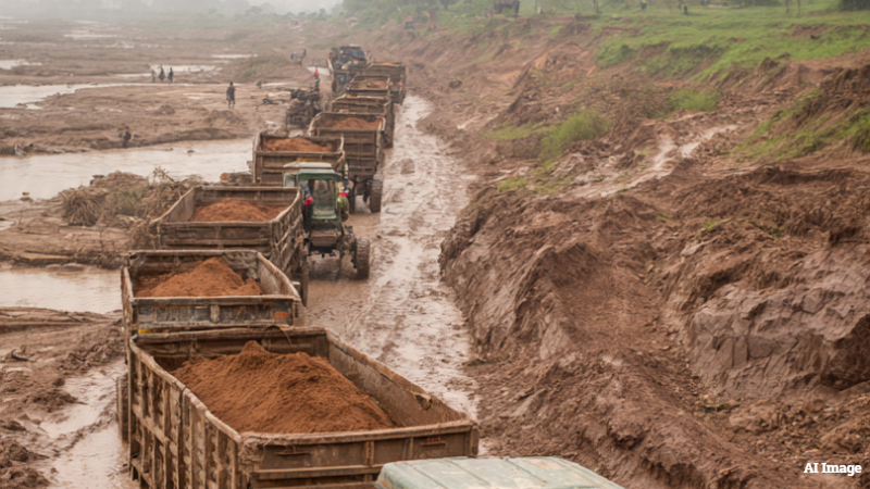 illegal soil mining in honnali davanagere
