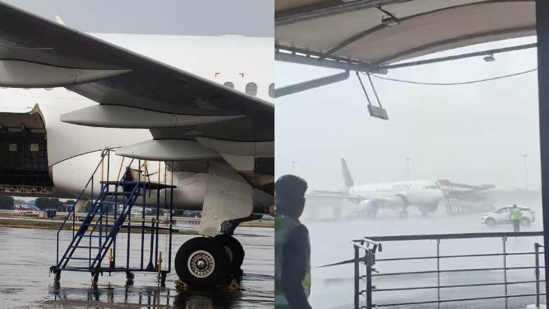 Air India Damaged At Delhi Airport