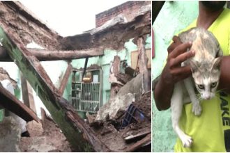 House collapsed due to heavy rain Pet cat saves owners life Bagalkote