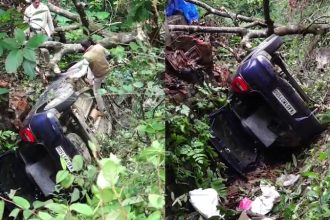 Madikeri Car Falls Into Ditch