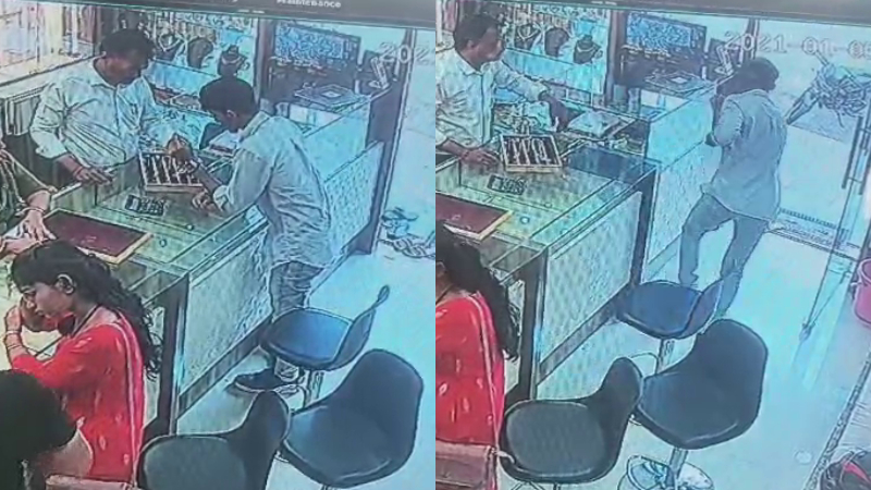 Man disguised as customer steals gold chain in movie style and escapes Bagalkote
