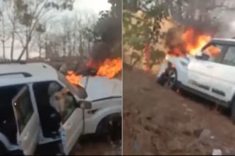 Narrow Escape For Madhya Pradesh MLA After SUV Hits Wall Trying To Save Cow