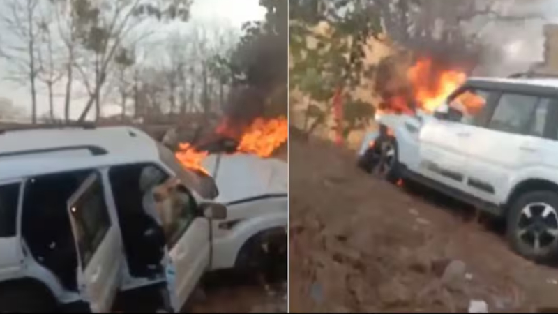 Narrow Escape For Madhya Pradesh MLA After SUV Hits Wall Trying To Save Cow