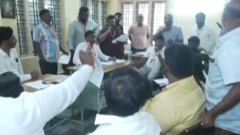 SIR Day 1 Drama Congress BJP Clash Leaves Revenue Officer in Tears Chamrajpet Bengaluru
