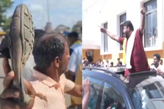 Slipper Hurled at MLA Pradeep Eshwar 4 Arrested 150 Booked in Chikkaballapur