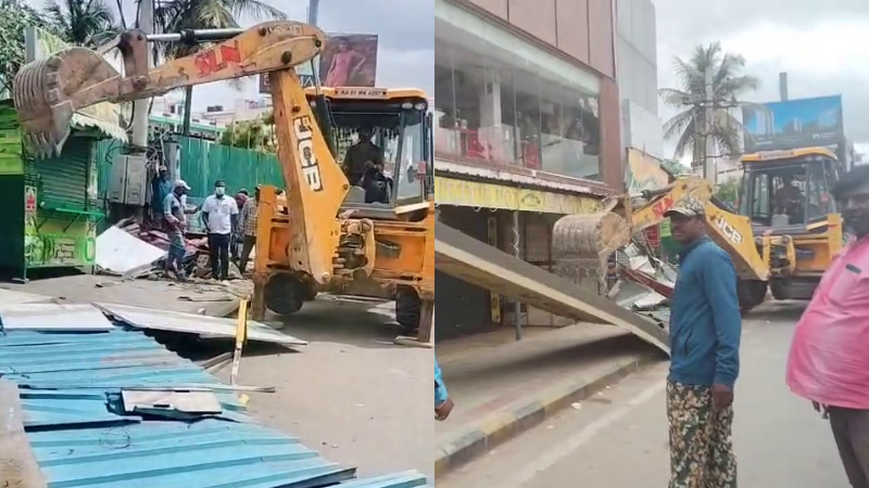 Footpath encroachment clearance operation in Bengaluru North Municipal Corporation limits 2