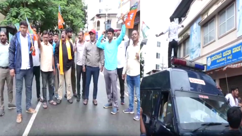 NEET Paper Leak Congress workers Protest in Shivamogga 2