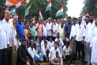 NEET Paper Leak Congress workers Protest in Shivamogga