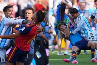 Paredes Grabs Spain Stars Neck Sent Off in Fiery World Cup Final Brawl