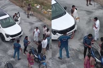 judges car stopped in malur causing three arrests