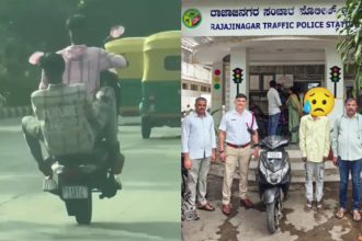 police fine young man for wheeling seize bike in bengaluru