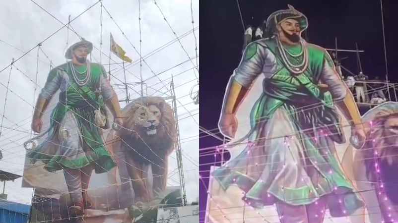40 foot tall Tipu cutout for Eid Milad reels using Pakistan army song FIR filed in Chikkamagaluru