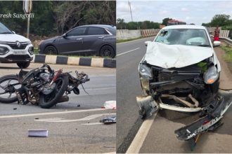 Car hits bike on Kudligi Highway rider dies on the spot