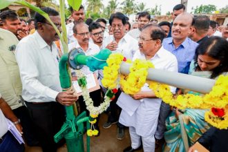 G Parameshwar Gubbi Drought Site Visit