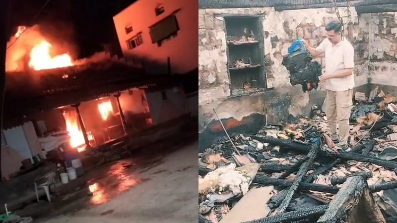 Kanakapura House Fire Due To Short Circuit