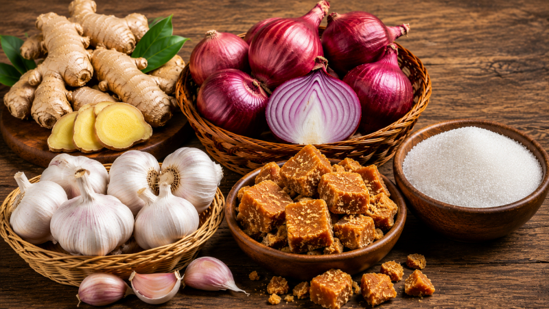Onion Ginger Garlic Sugar Jaggery