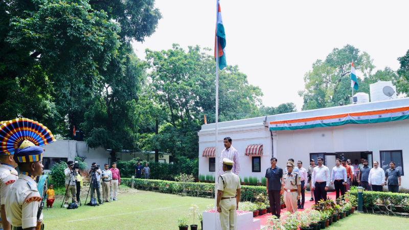 Pralhad Joshi Flag Hoisting In Delhi Office Independence Day
