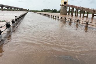 Swollen Krishna River Submerges Kudachi Bridge Jamkhandi Miraj Highway Shut