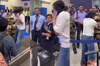 Woman passenger screams at IndiGo staff after flight cancellation climbs onto luggage belt in viral video