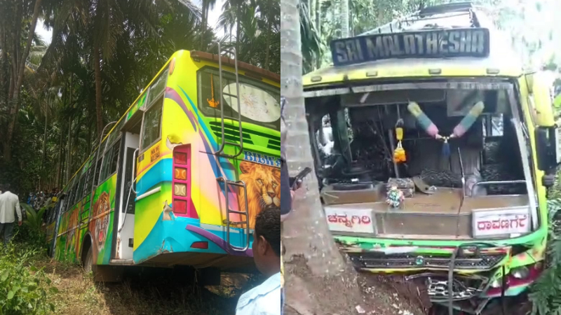 bus accident in bhadravati more than 15 passengers injured