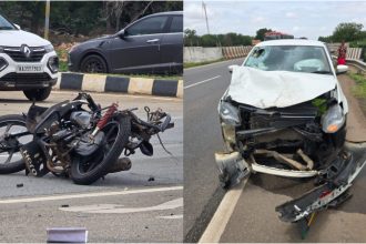 car hits bike on kudligi highway rider dies on the spot 1