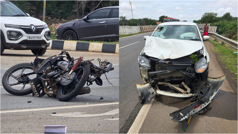 car hits bike on kudligi highway rider dies on the spot 1