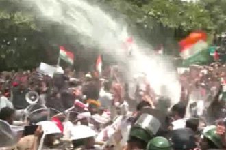 controversial recruitment examinations conducted by the jpsc and jssc jharkhand students protest police use water cannons on protestors trying to march to the assembly