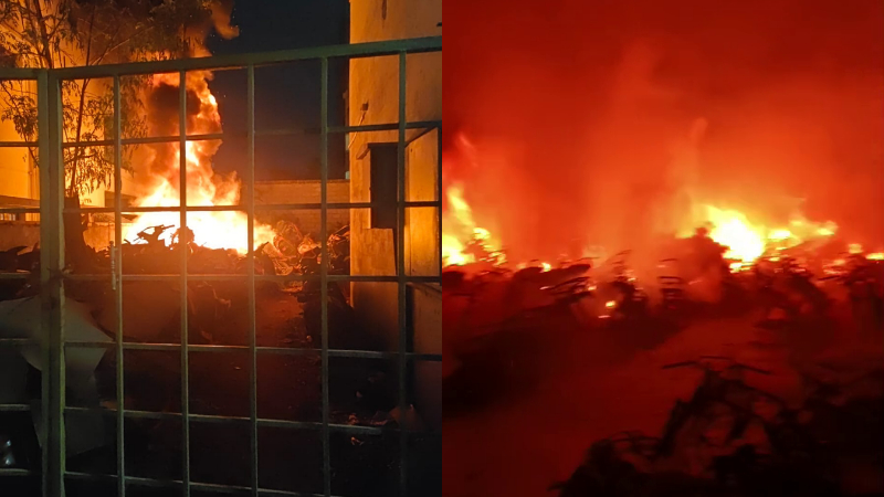 k.r.pura bike showroom fire