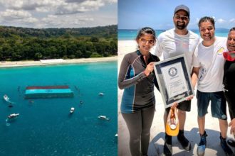 the largest indian flag is unveiled in the andaman sea bengalurus sharath ashok is honored